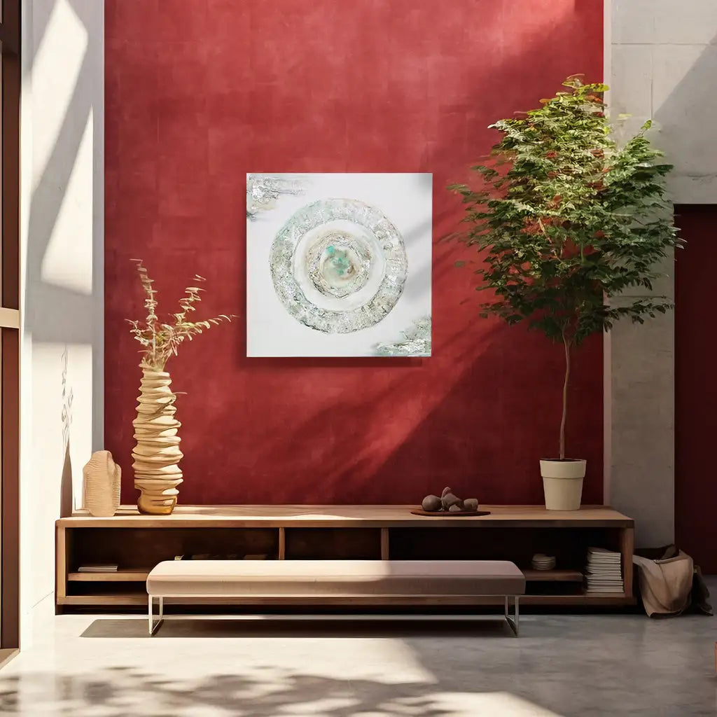 Cuadro con relieve con texturas plateadas