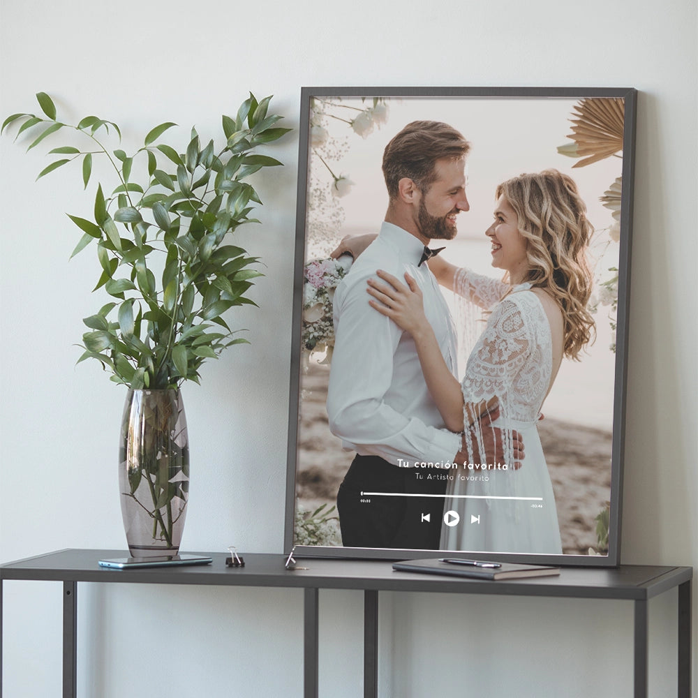 Cuadro personalizado con diseño musical y fotografía