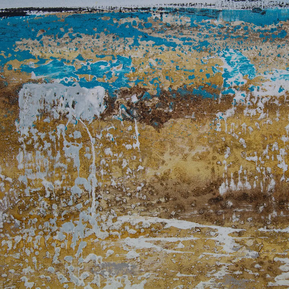 Cuadro abstracto azul pintado a mano en acrílico