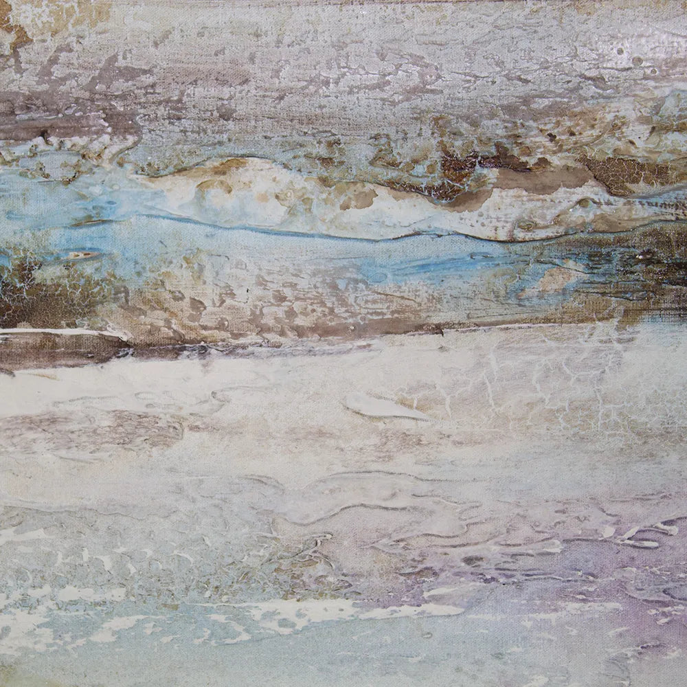 Pintura abstracta acrílica en tonos malva y plata