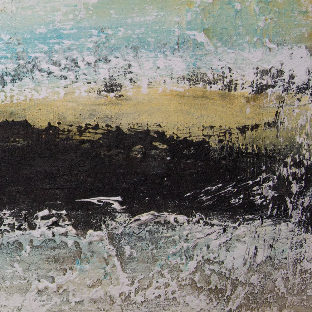 Cuadro abstracto acrílico en tonos turquesa y negro