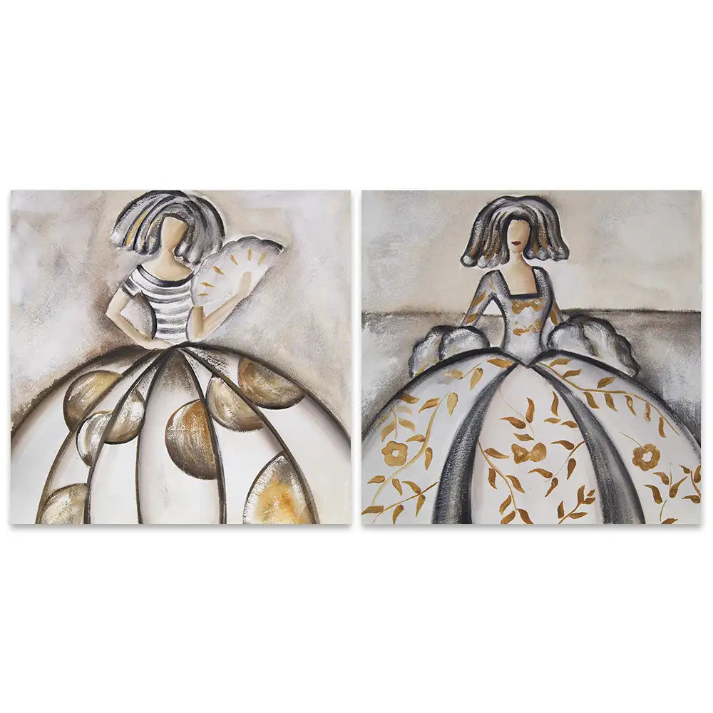 Cuadro de las meninas en tonos neutros y bronce