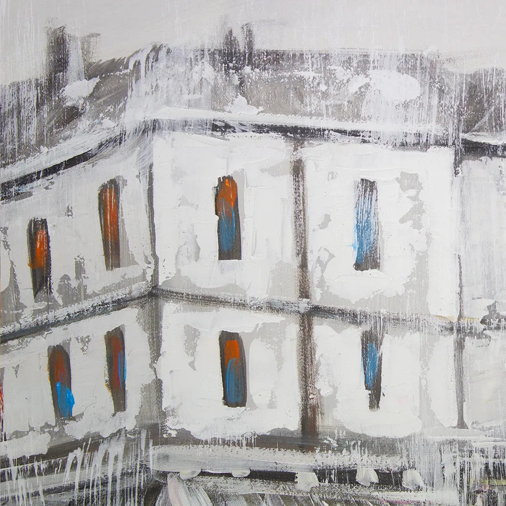 Figuración pintura urbana | Cuadro pintado con escena de plaza