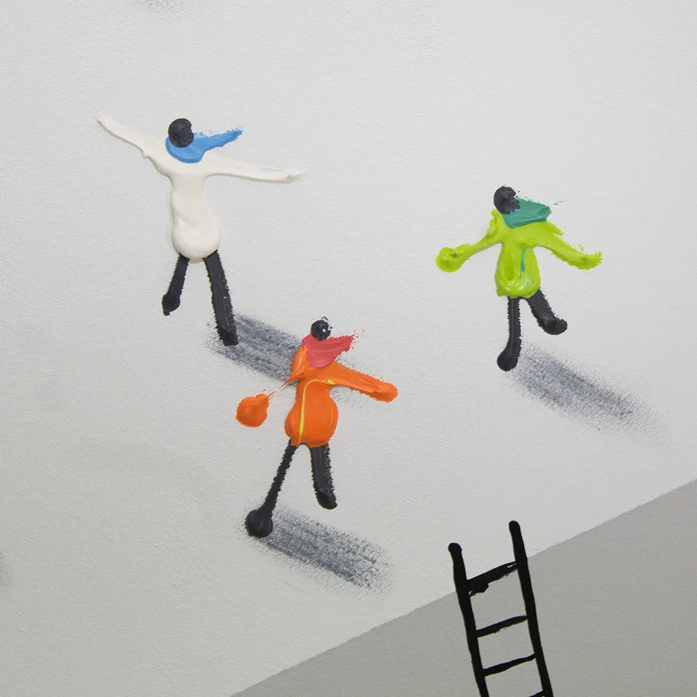 Cuadro con siluetas coloridas | Pintura acrílica con volumen