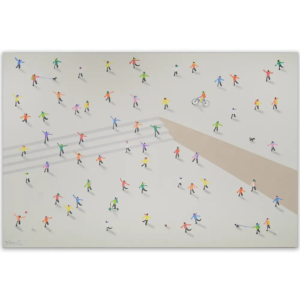 Cuadro decorativo acrílico pintado a mano con figuras