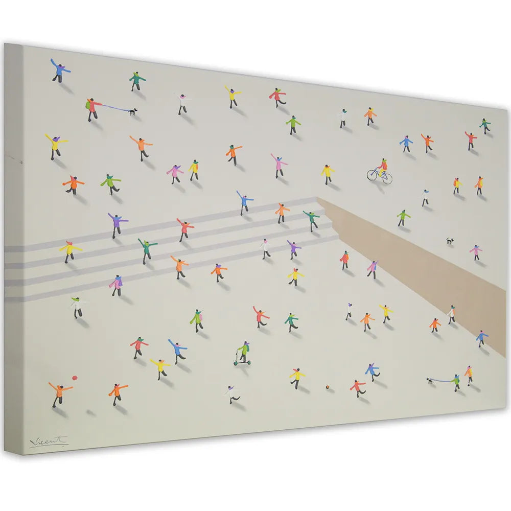 Cuadro decorativo acrílico pintado a mano con figuras