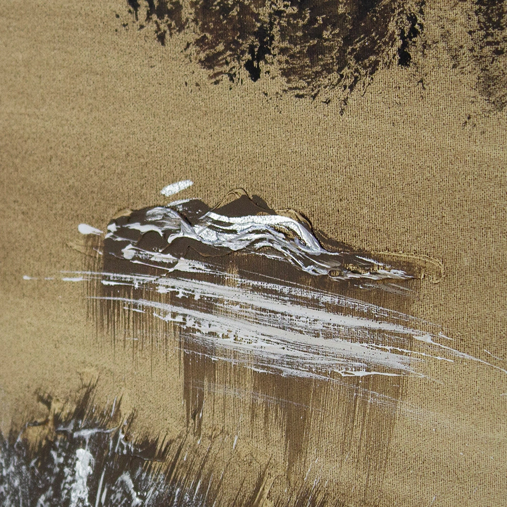 Cuadro de paisaje rural en tonos sepia pintado a mano