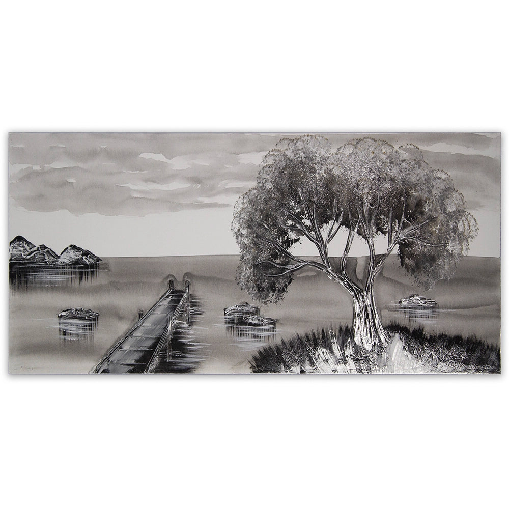 Cuadro monocromo en blanco y negro pintado a mano