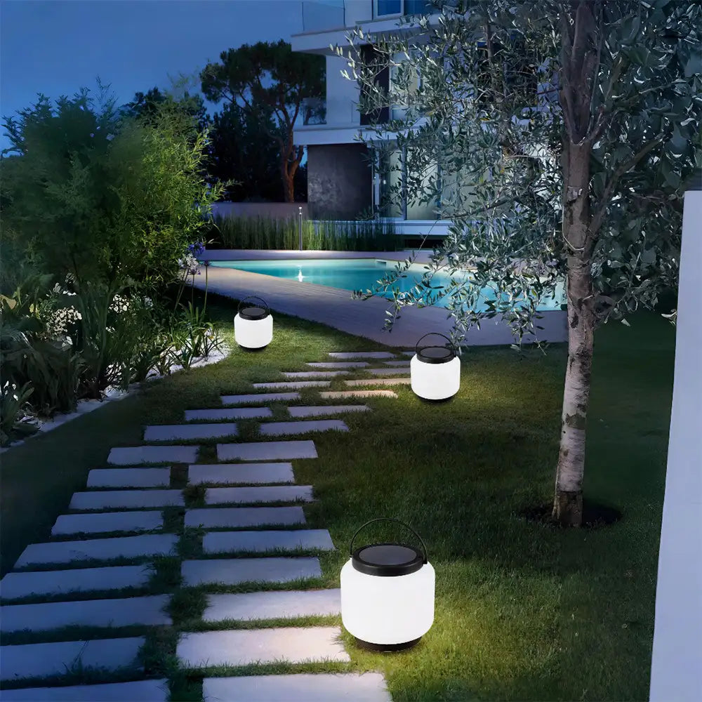 Lámpara de mesa exterior negra recargable LED Portátil