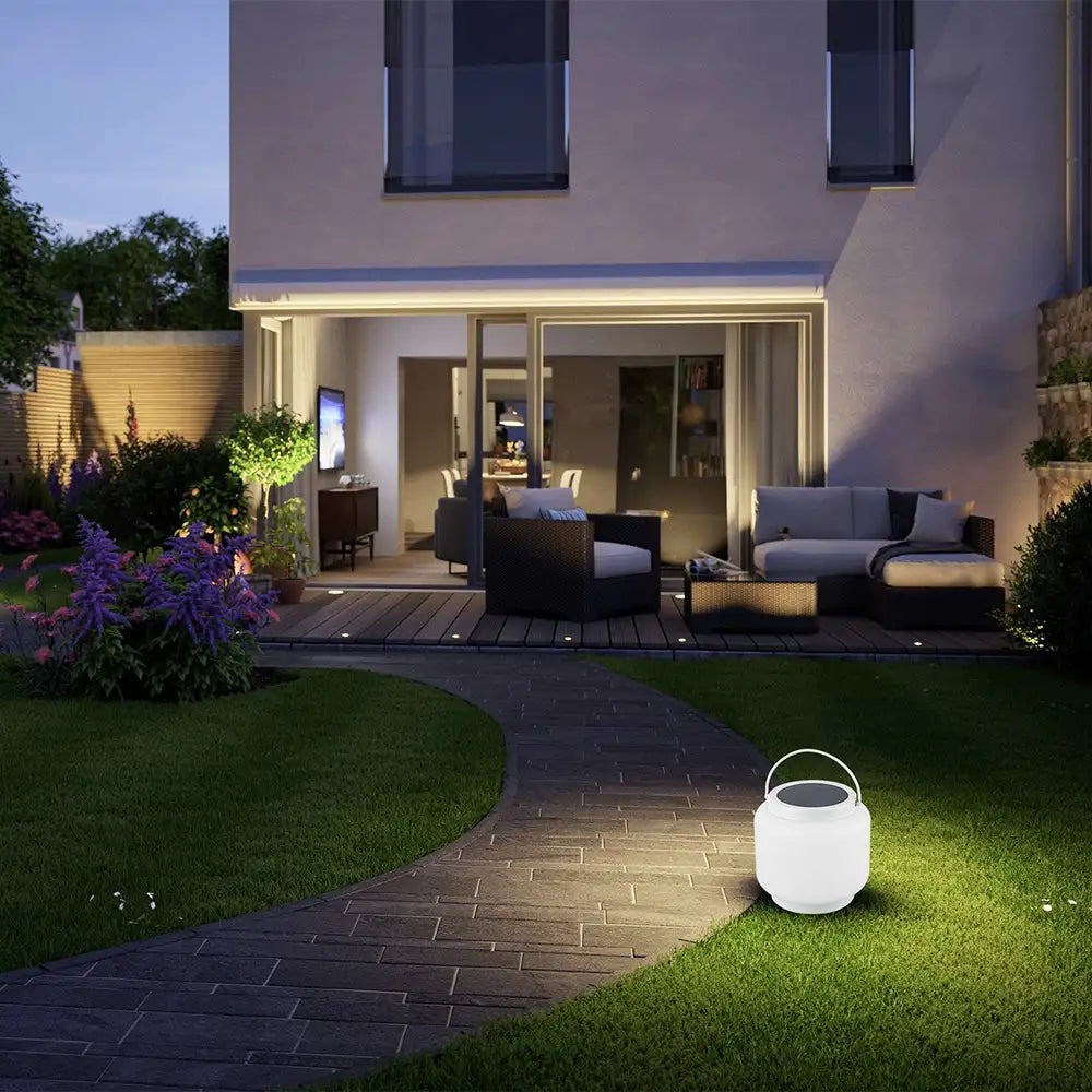 Lámpara de mesa exterior blanca | Diseño portátil solar LED