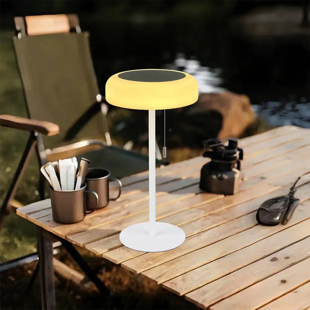 Lámpara de mesa exterior blanca | Diseño recargable solar
