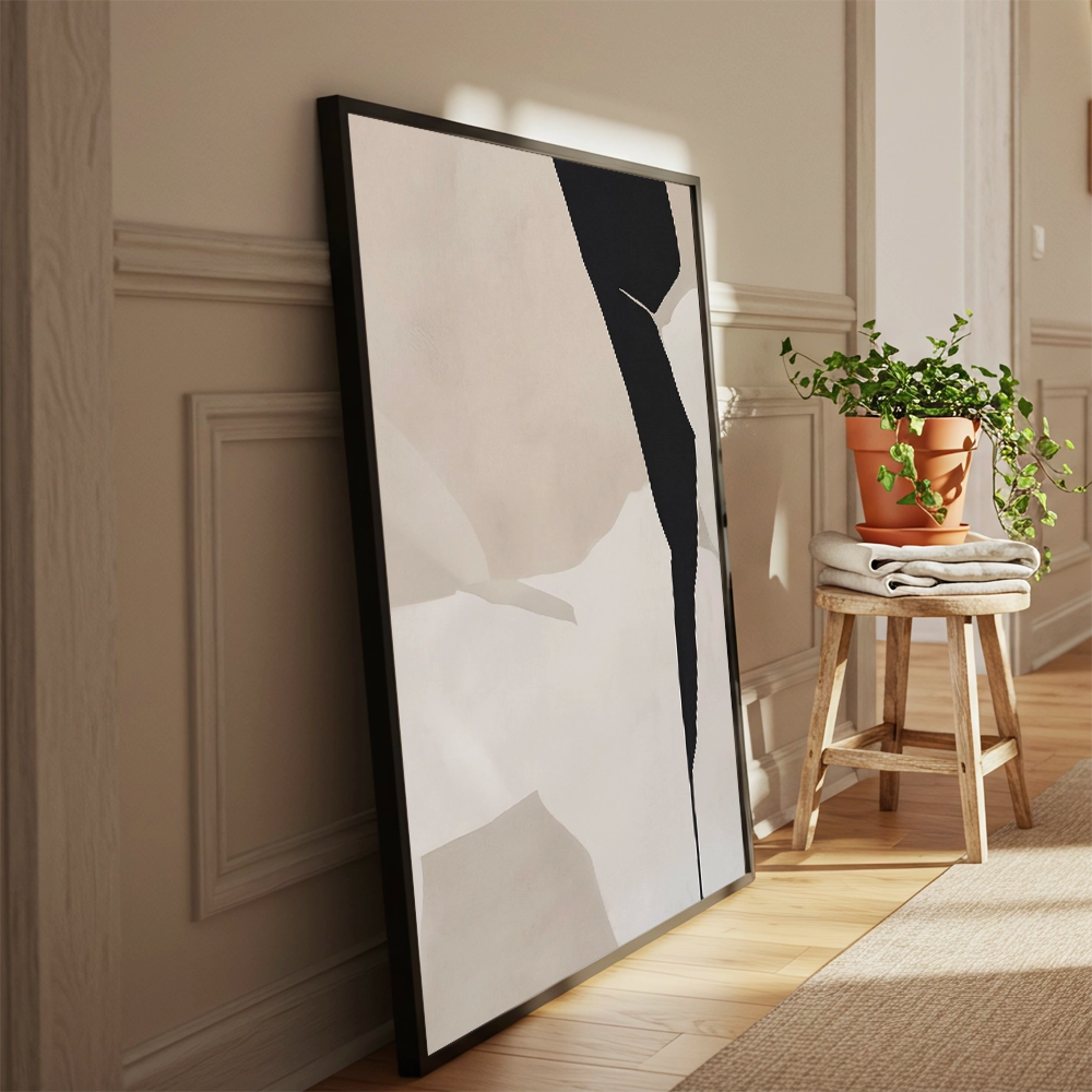 Cuadro en blanco y negro | Geometría que tensiona el equilibrio