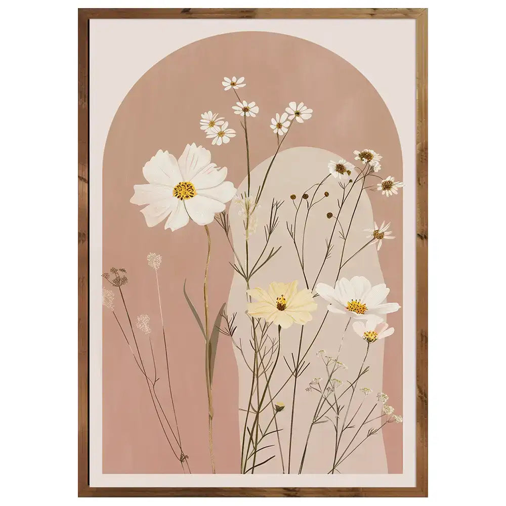 Ilustración botánica en tonos suaves — 40×50 en roble