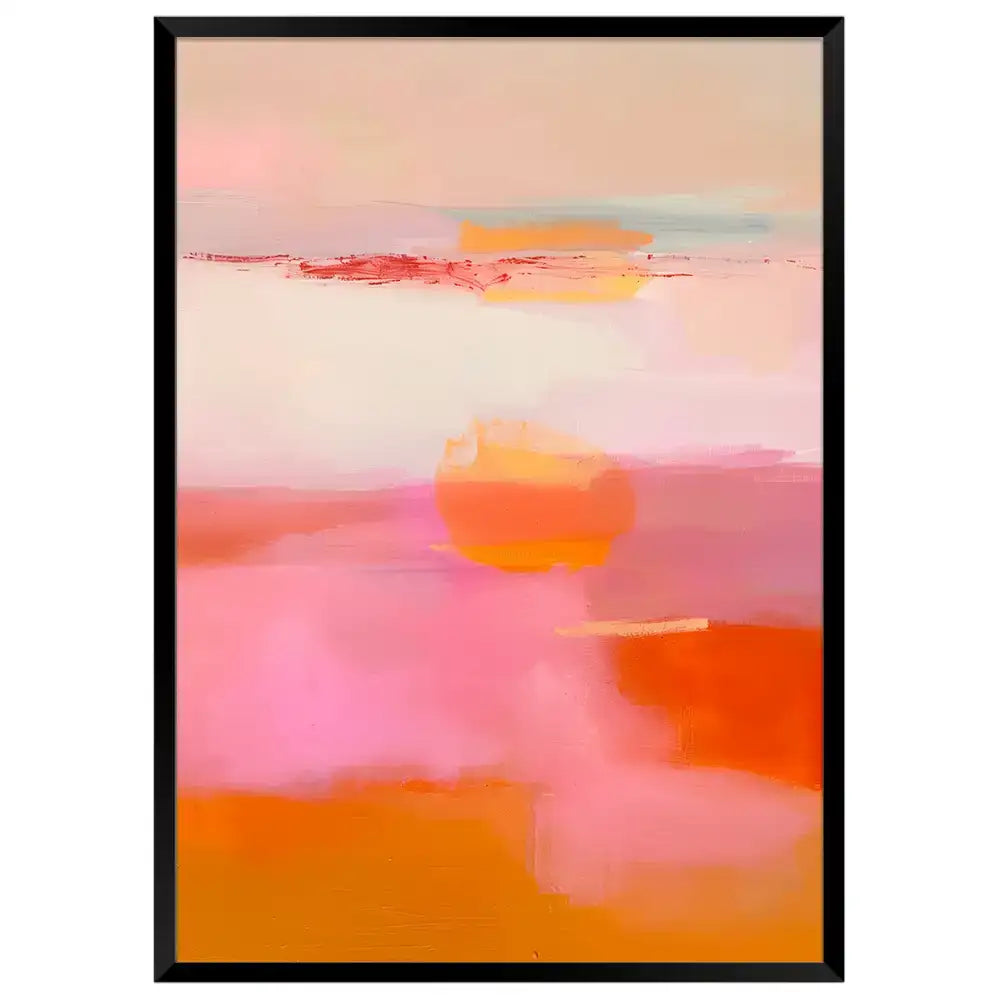 Rosas y coral en formato 30×40 (marco negro)