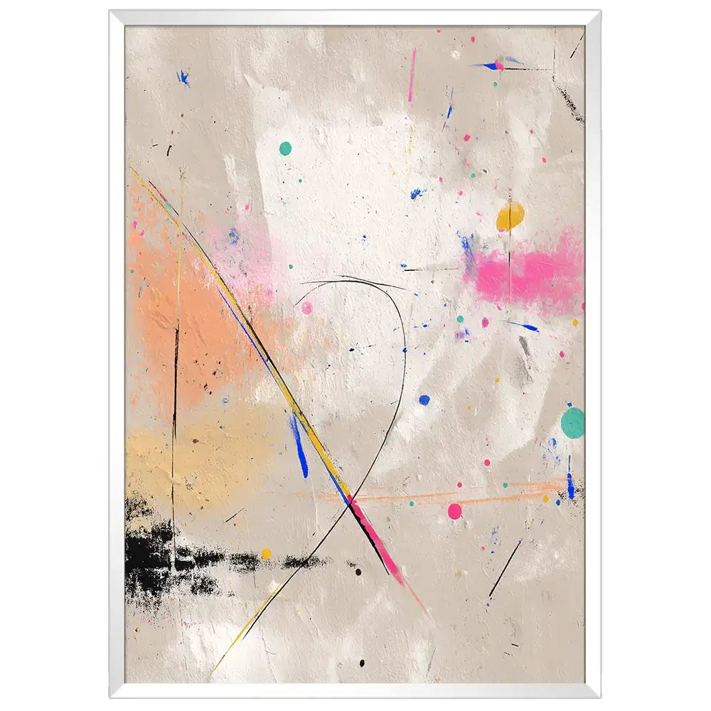 Trazos negros y acentos fucsia/turquesa (50x70)