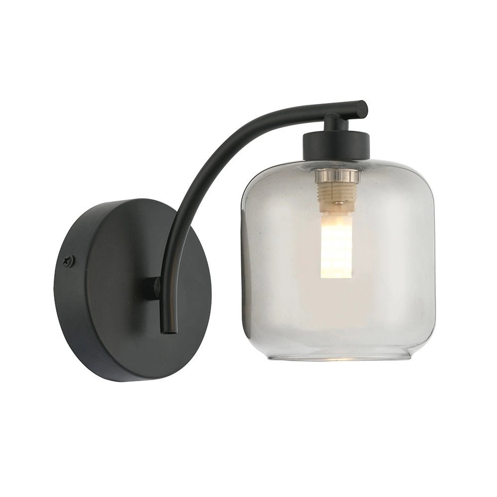 Aplique de pared en negro y cristal fumé - DekoArte