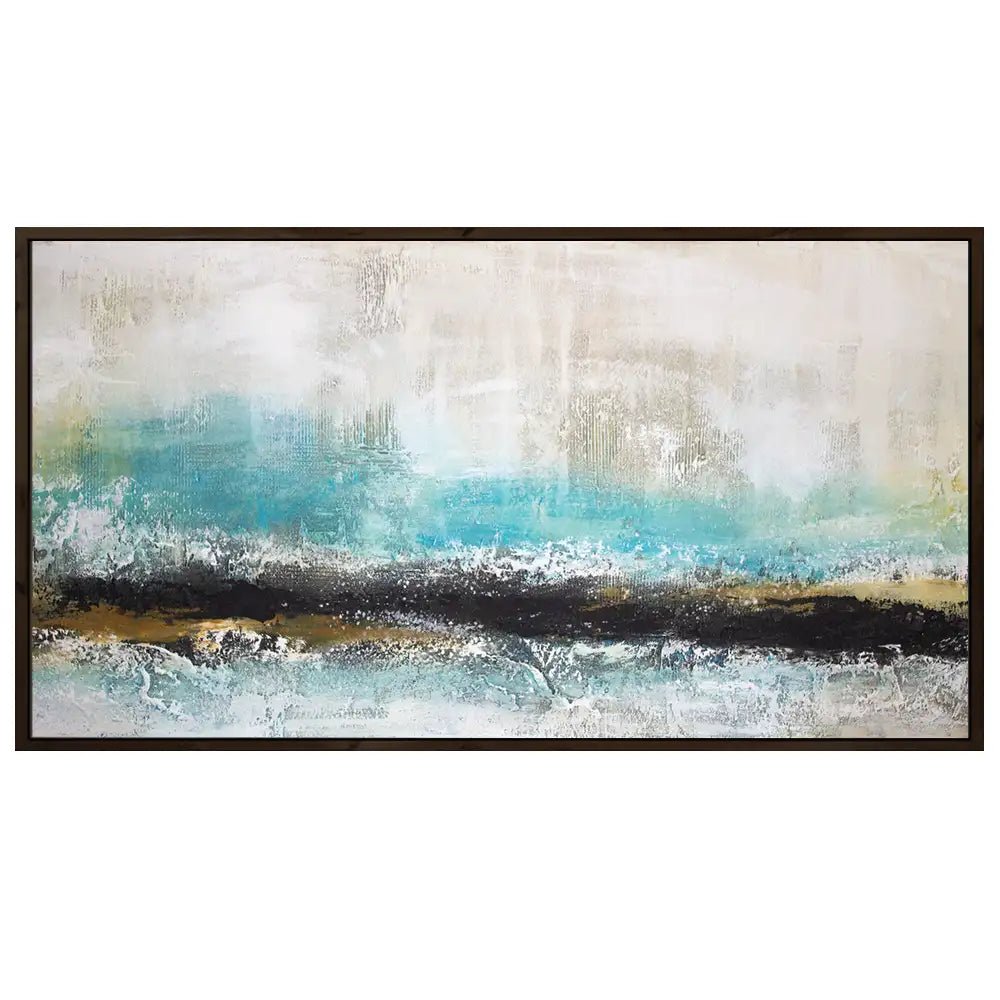 Cuadro abstracto acrílico en tonos turquesa y negro - DekoArte