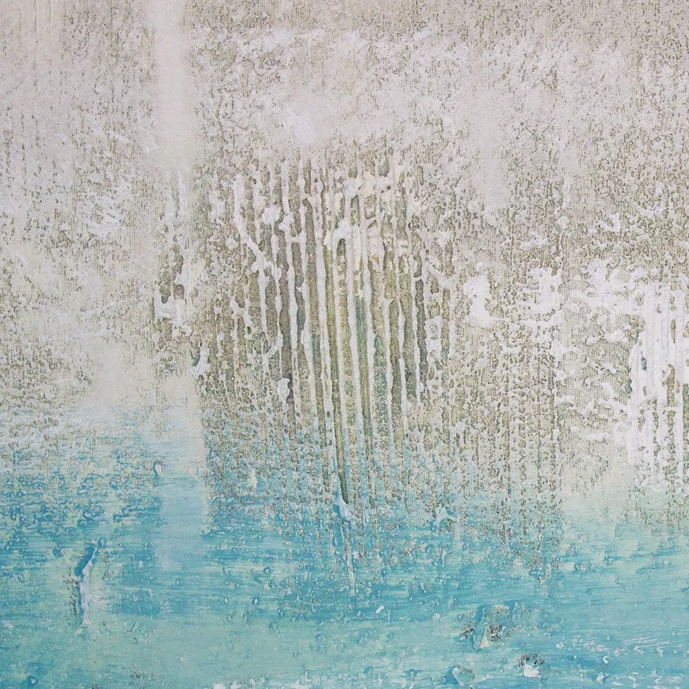 Cuadro abstracto acrílico en tonos turquesa y negro - DekoArte