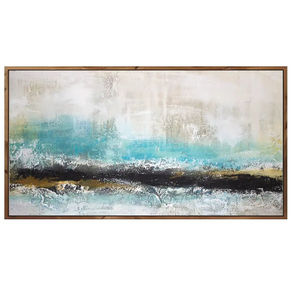 Cuadro abstracto acrílico en tonos turquesa y negro - DekoArte