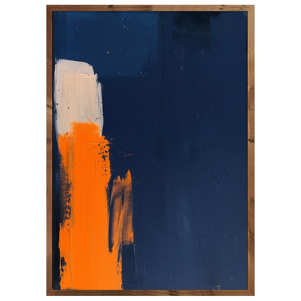 Cuadro abstracto azul con gesto vertical y contraste cromático - DekoArte