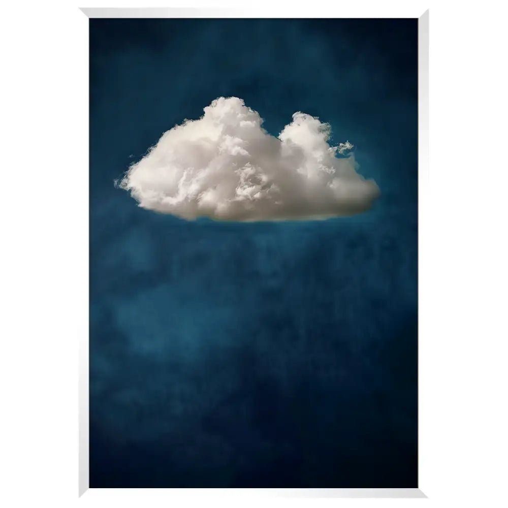 Cuadro abstracto | Azul petróleo y nube blanca - DekoArte