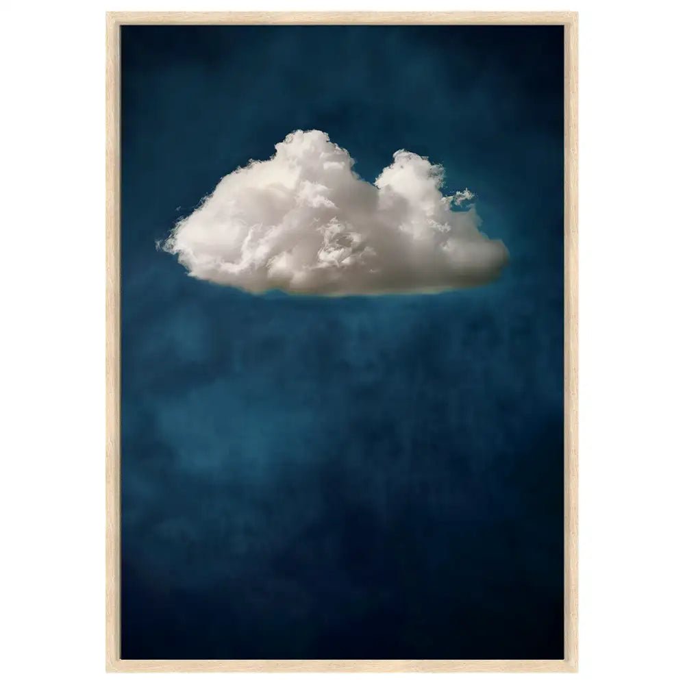 Cuadro abstracto | Azul petróleo y nube blanca - DekoArte