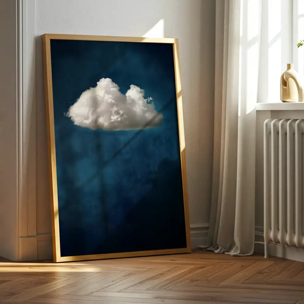 Cuadro abstracto | Azul petróleo y nube blanca - DekoArte