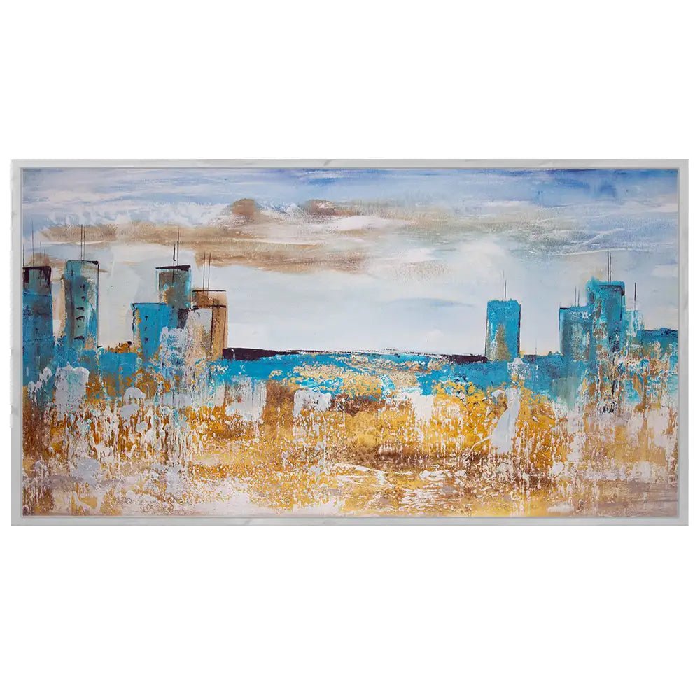 Cuadro abstracto azul pintado a mano en acrílico - DekoArte