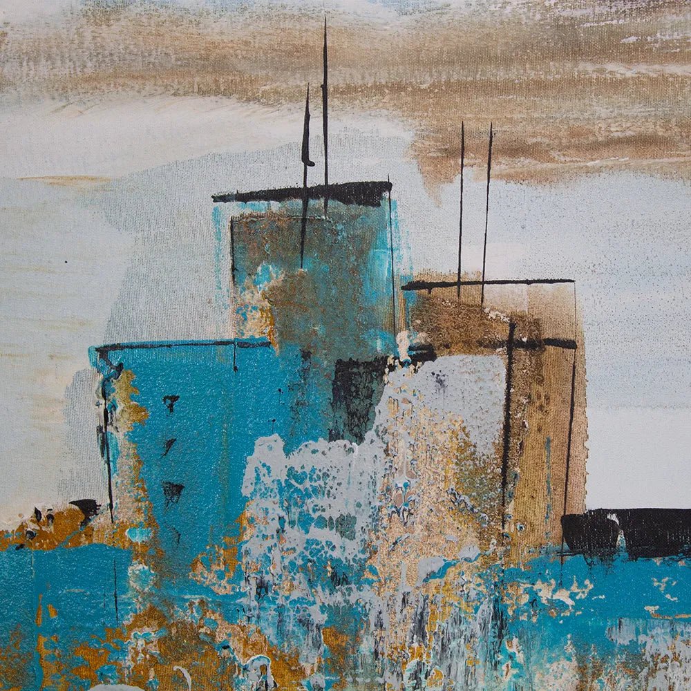 Cuadro abstracto azul pintado a mano en acrílico - DekoArte