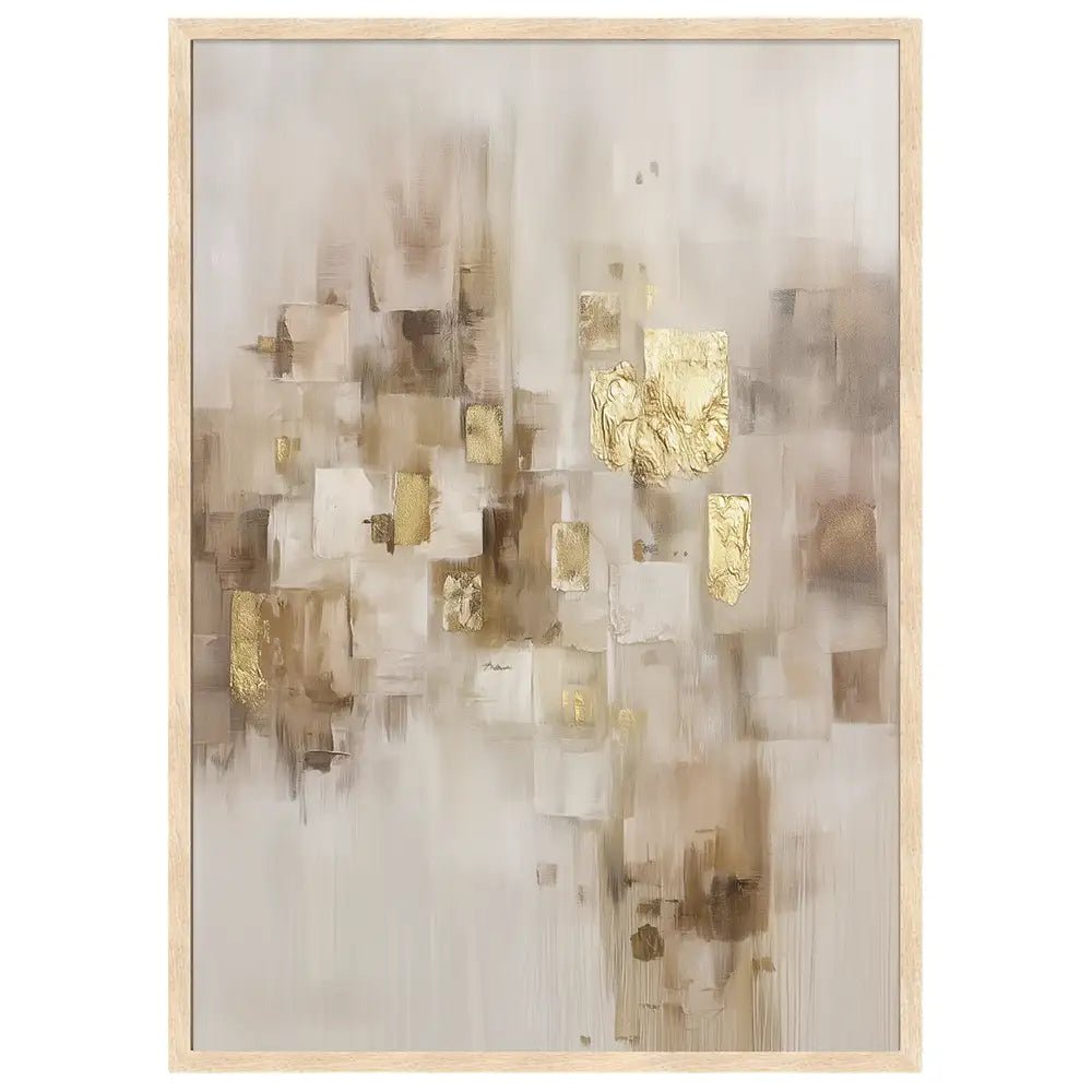 Cuadro abstracto con dorado y tonos neutros | Detalle y sutileza - DekoArte