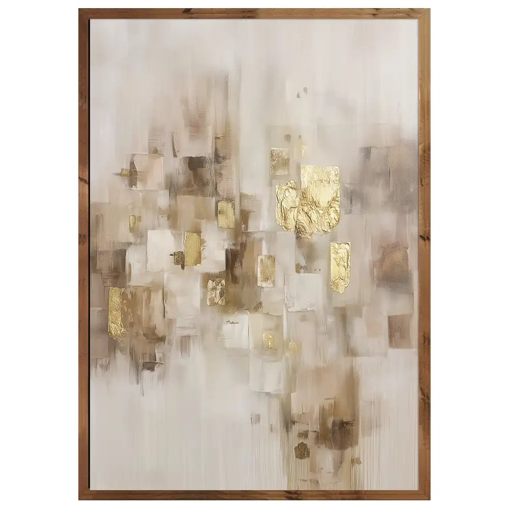Cuadro abstracto con dorado y tonos neutros | Detalle y sutileza - DekoArte