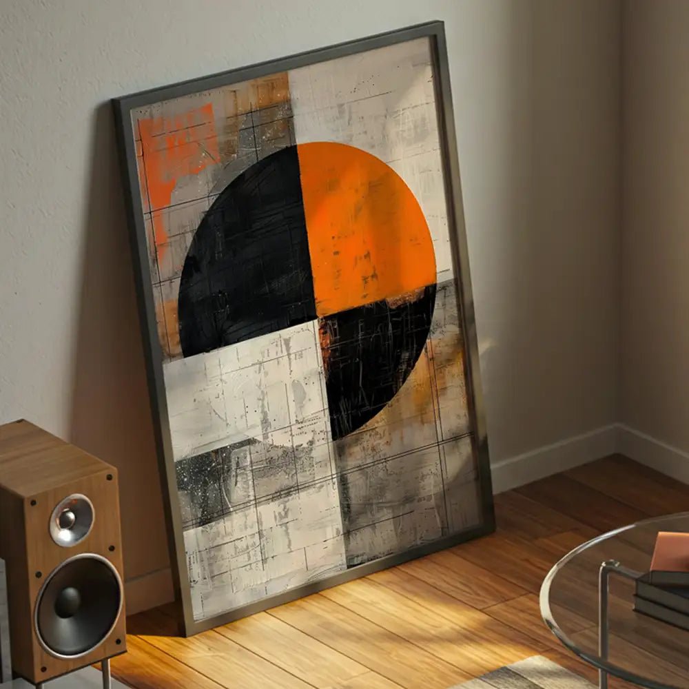 Cuadro abstracto con forma geométrica y contraste visual - DekoArte