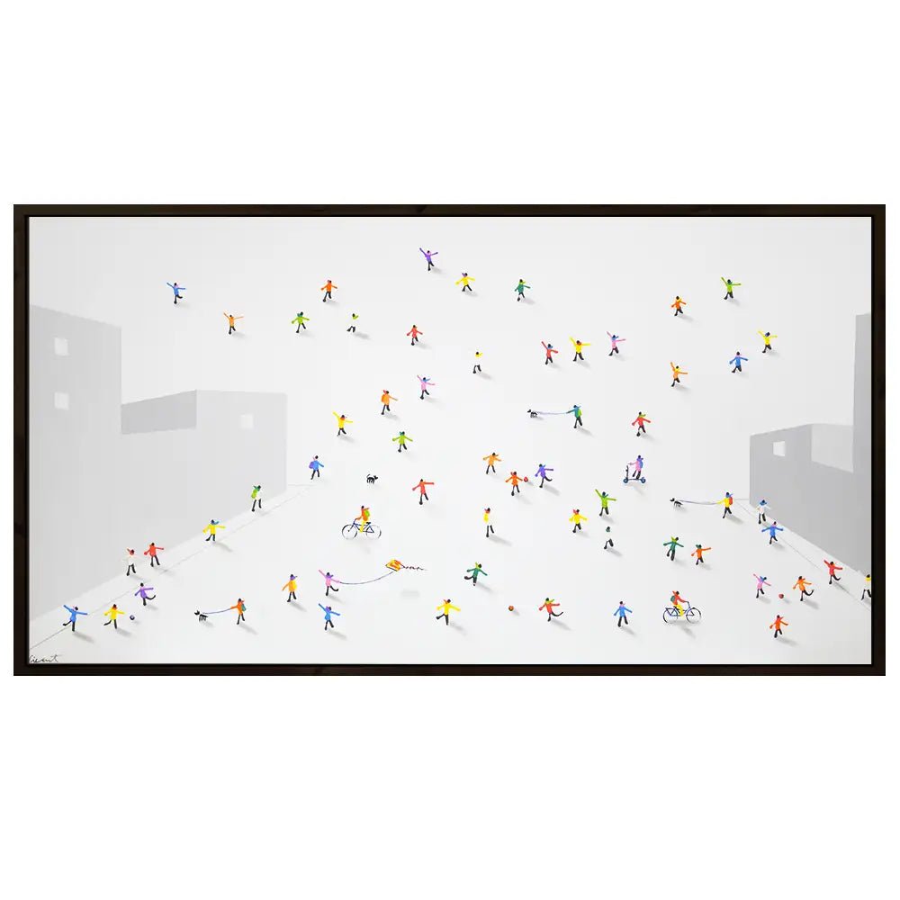 Cuadro abstracto con siluetas coloridas y textura en relieve - DekoArte