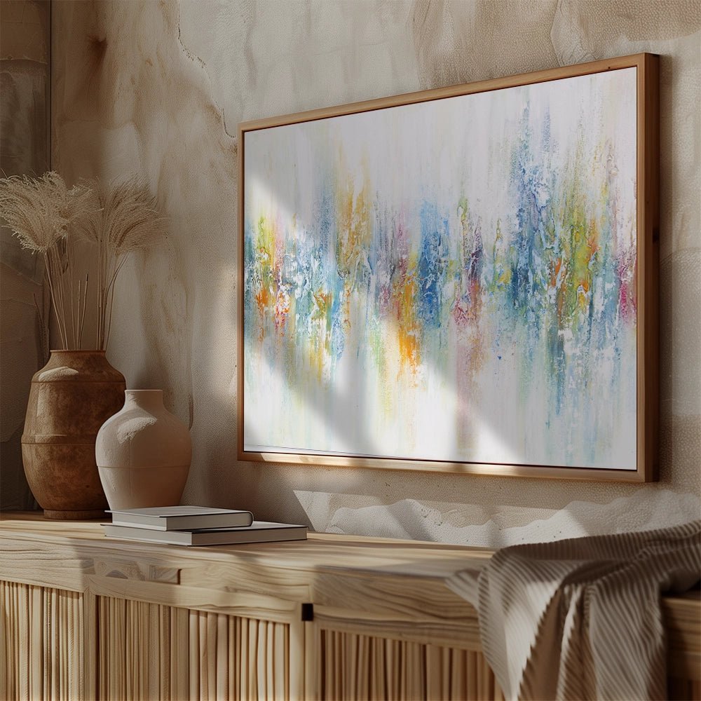 Cuadro abstracto de colores con textura pintado a mano - DekoArte