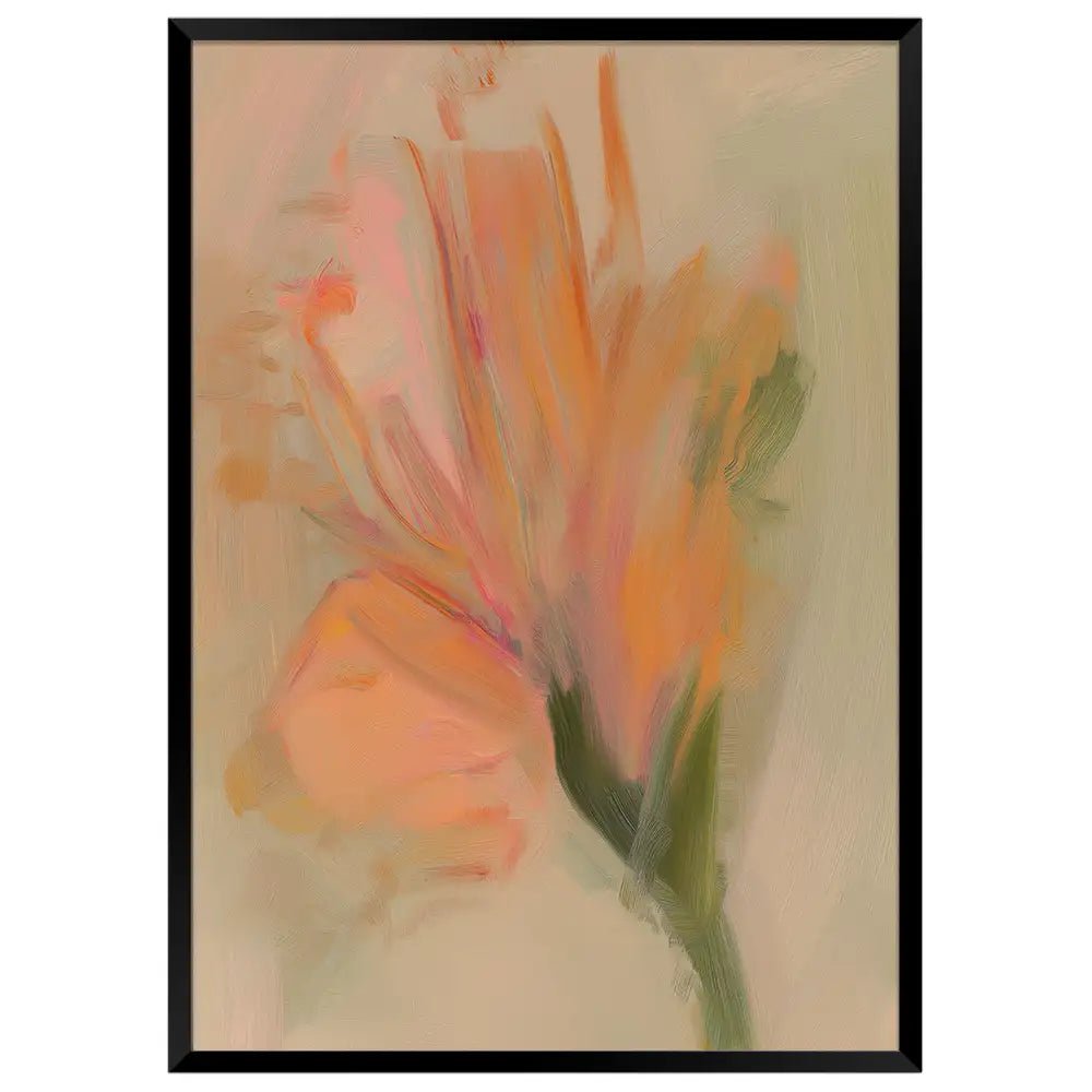 Cuadro abstracto de flores con pincelada cálida - DekoArte