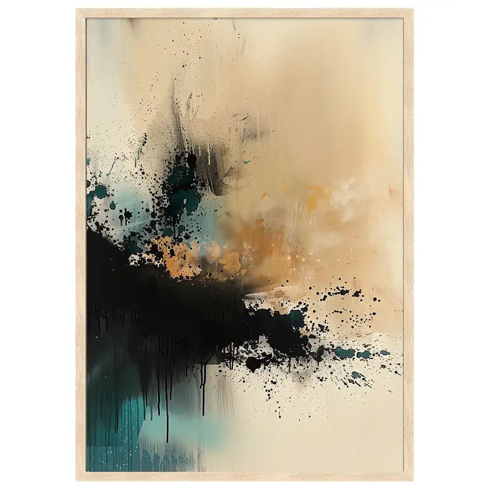 Cuadro abstracto en negro y beige | Profundidad visual elegante - DekoArte