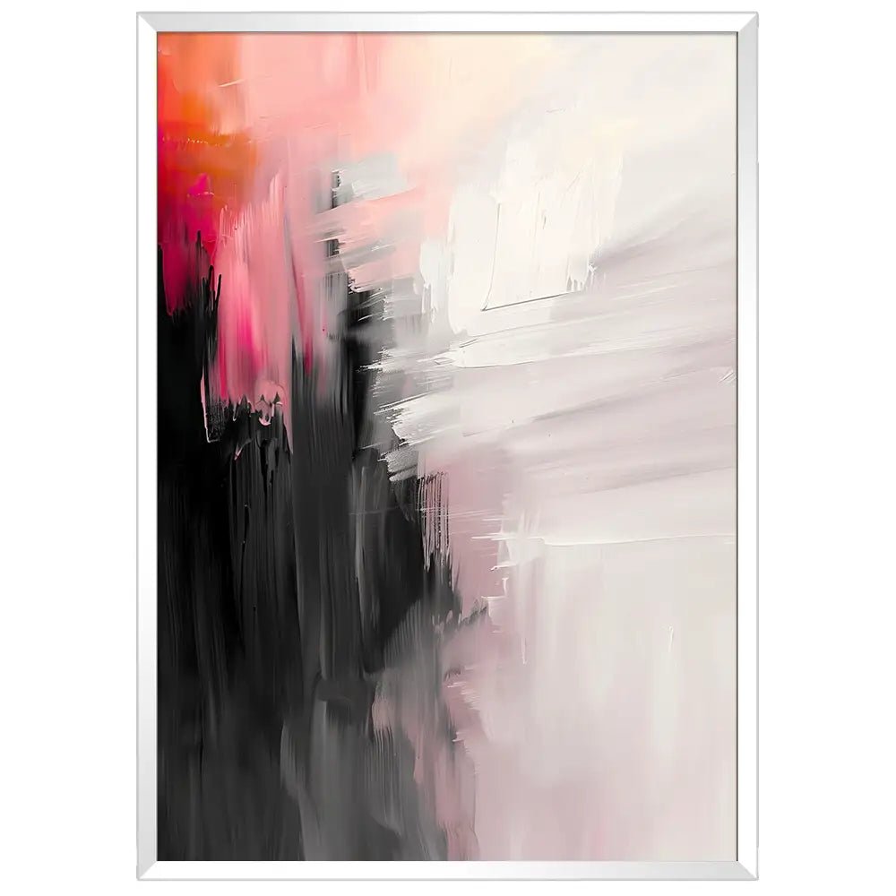 Cuadro abstracto moderno en tonos coral y gris - DekoArte
