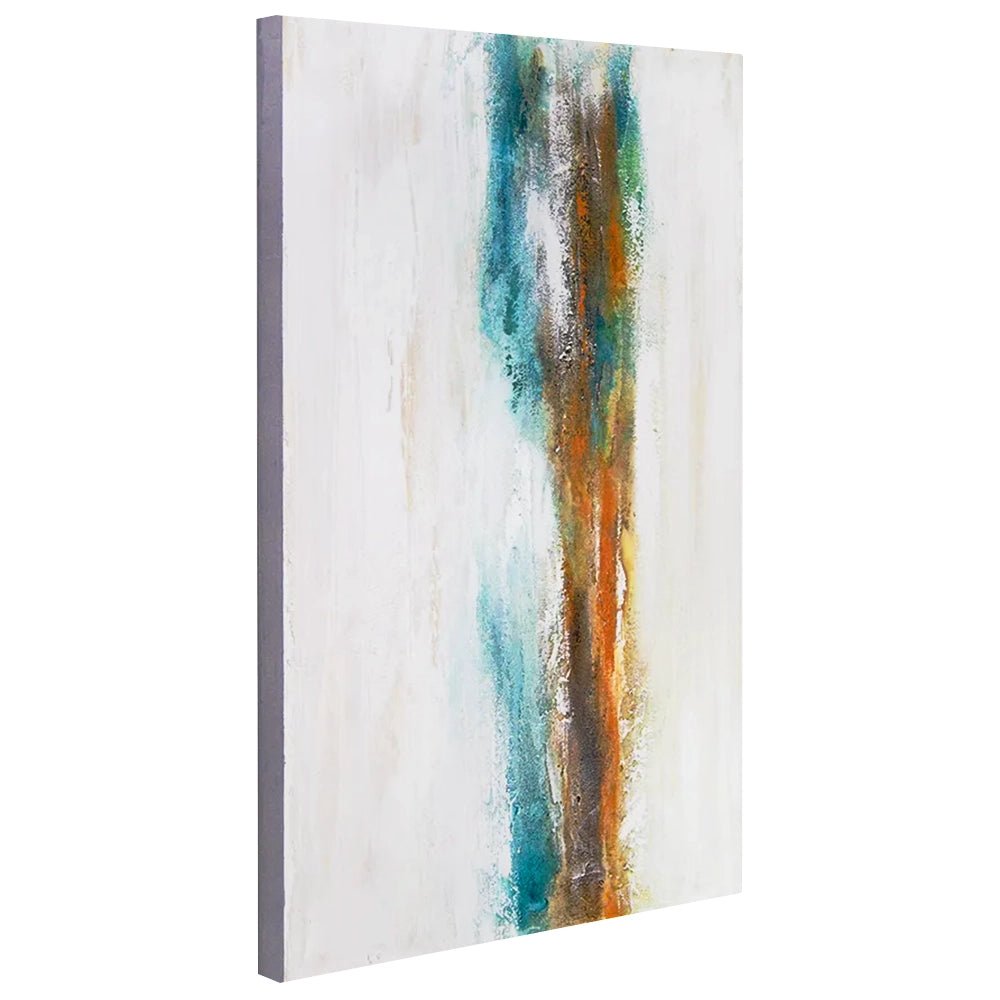 Cuadro abstracto pintado a mano con textura en tonos turquesa - DekoArte