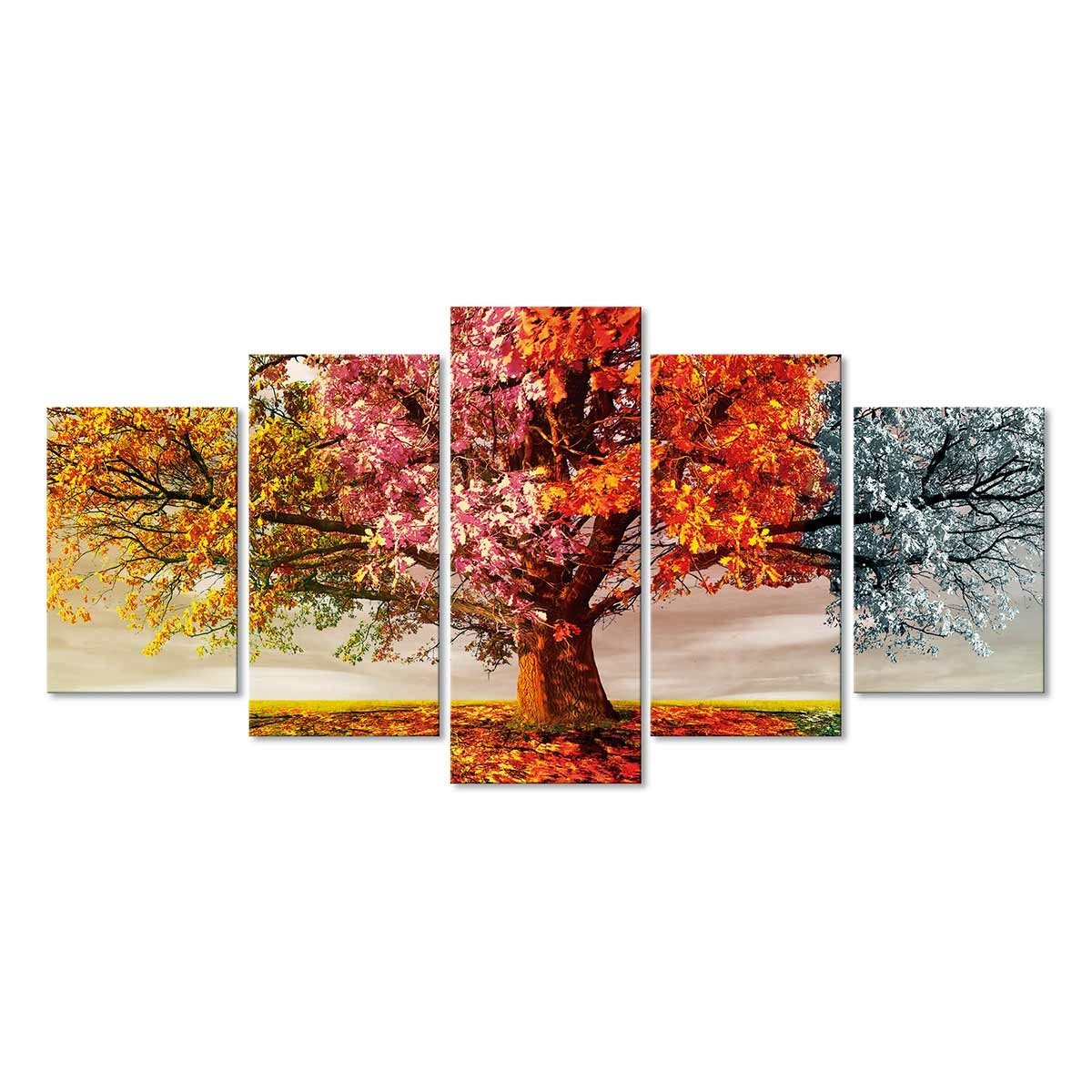 Cuadro Árbol Cuatro Estaciones - Tríptico Decorativo Moderno - DekoArte