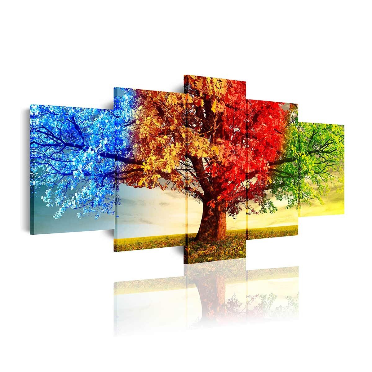 Cuadro Árbol Cuatro Estaciones - Tríptico para Decoración Moderna - DekoArte