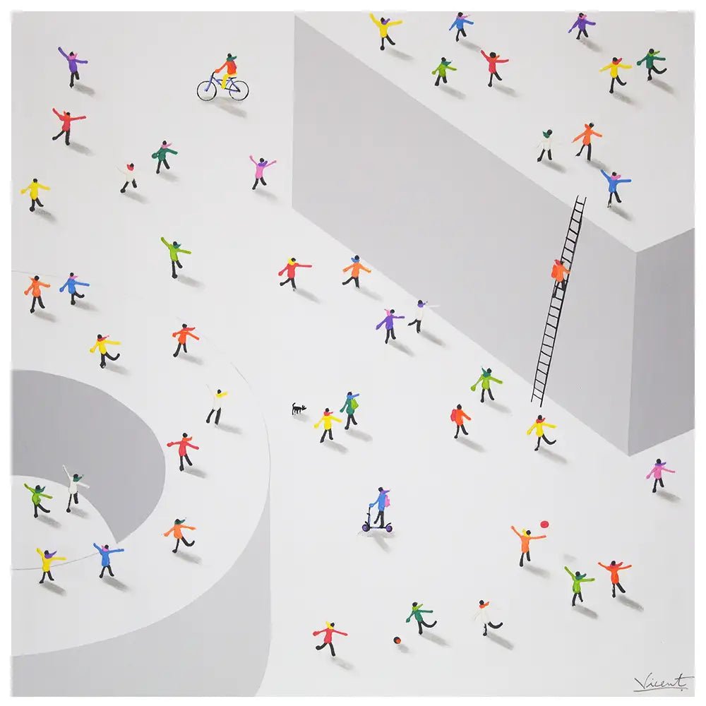 Cuadro arte abstracto pintado a mano en acrílico con figuras - DekoArte