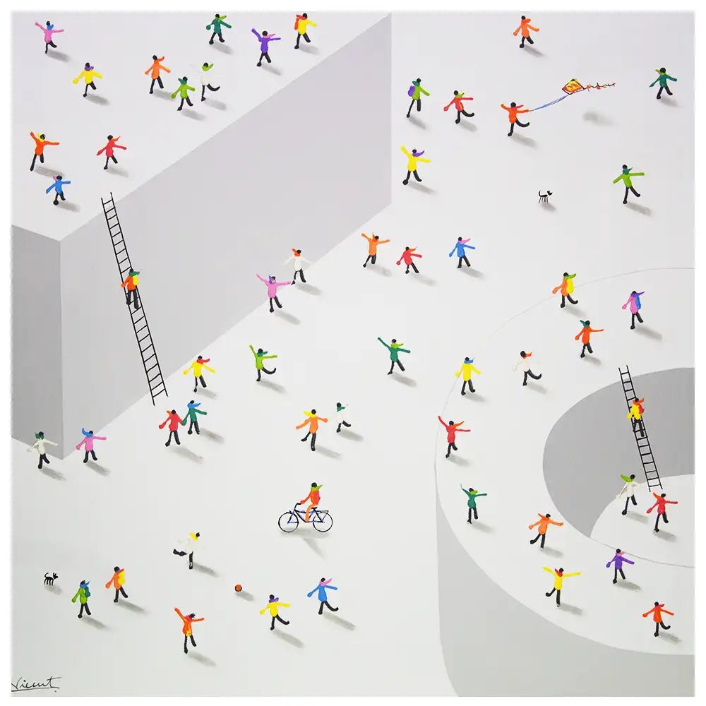 Cuadro arte abstracto pintado a mano en acrílico con figuras - DekoArte