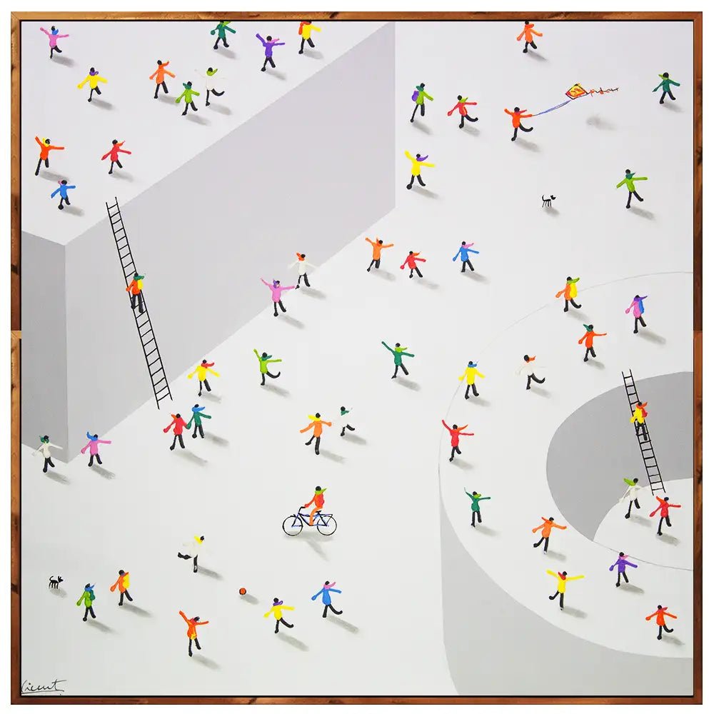 Cuadro arte abstracto pintado a mano en acrílico con figuras - DekoArte