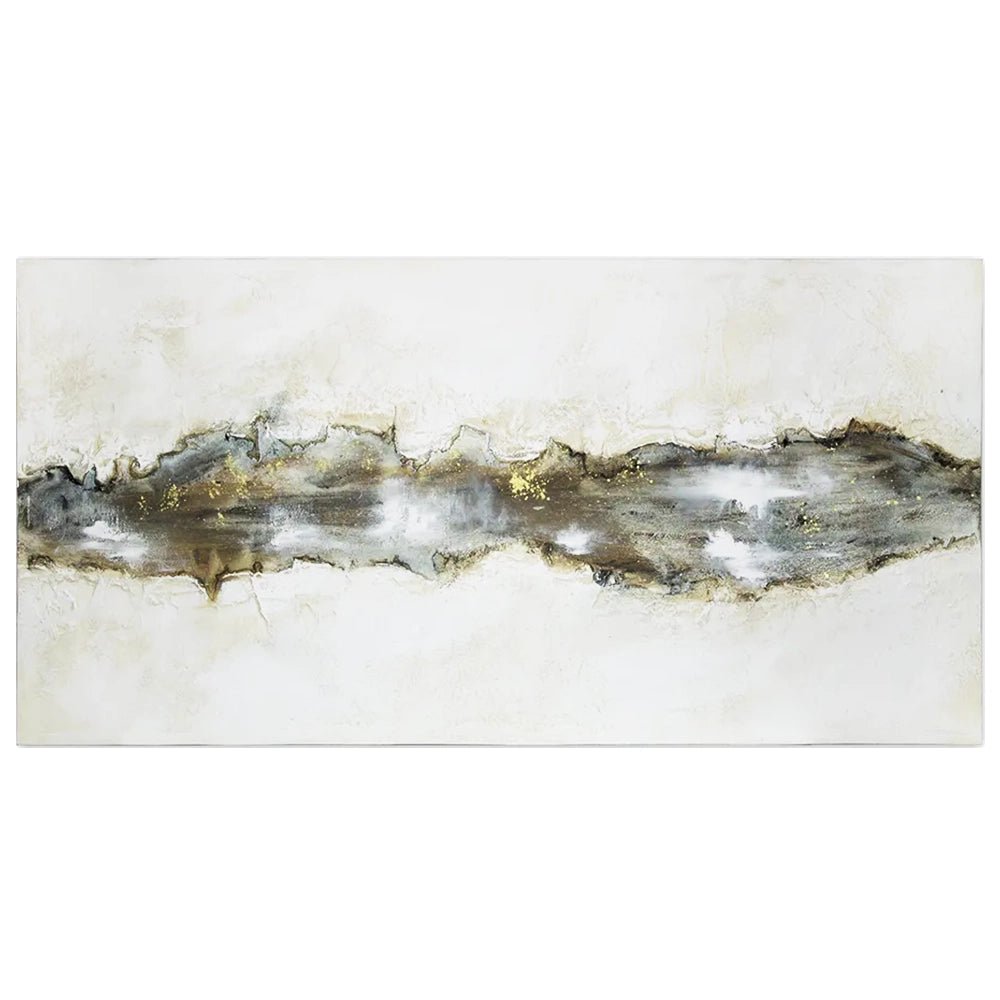 Cuadro con relieve pintado a mano en tonos beige y grafito - DekoArte