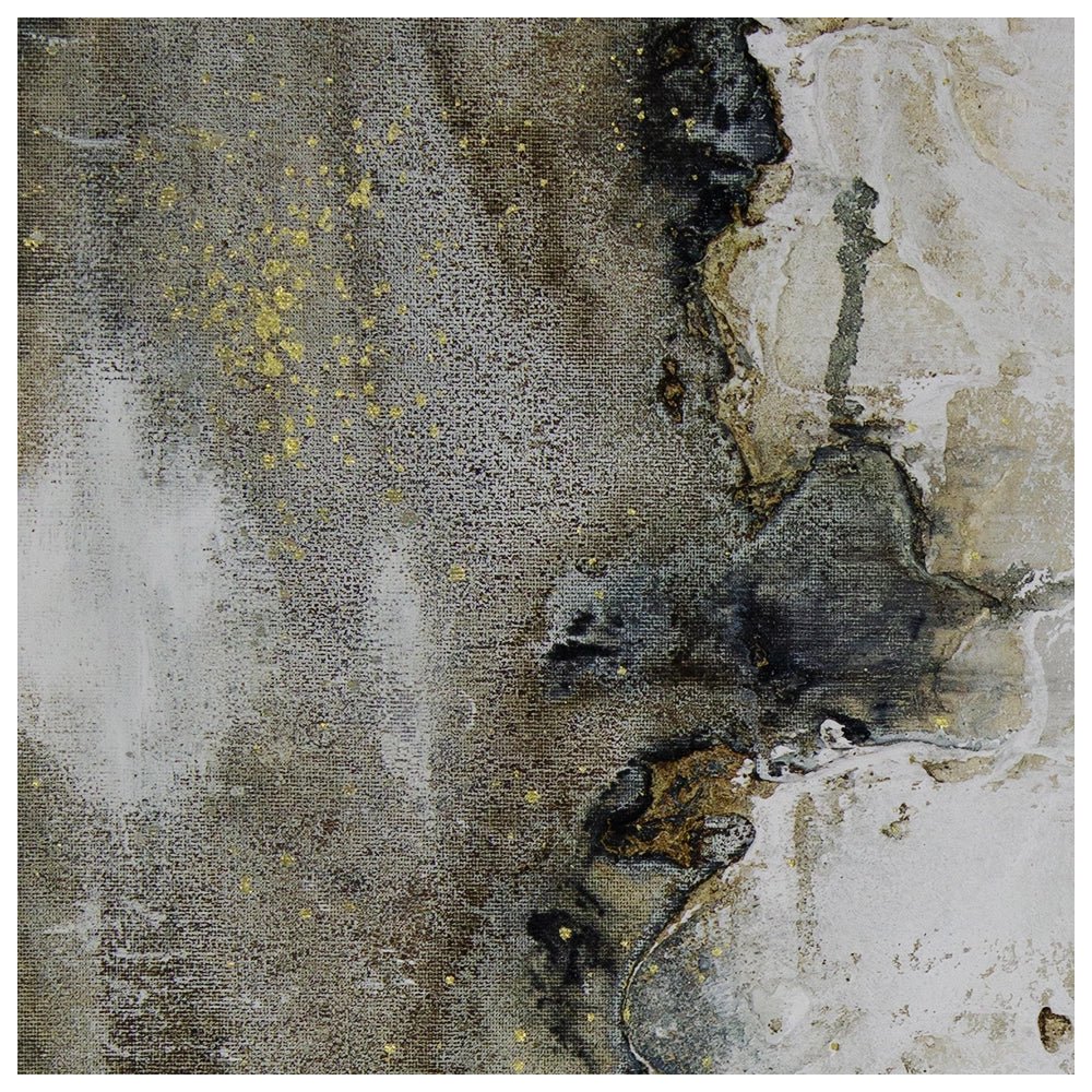 Cuadro con relieve pintado a mano en tonos beige y grafito - DekoArte