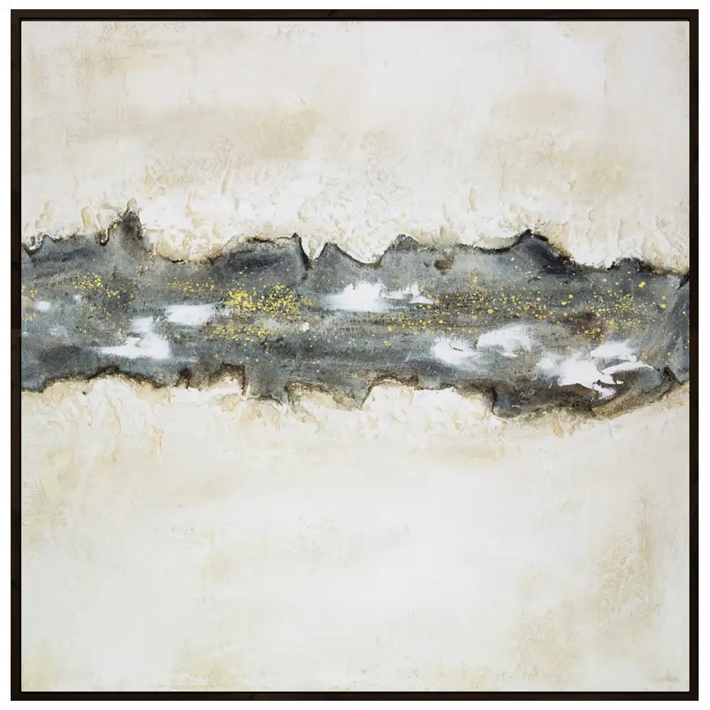 Cuadro con relieve pintado a mano en tonos beige y grafito - DekoArte