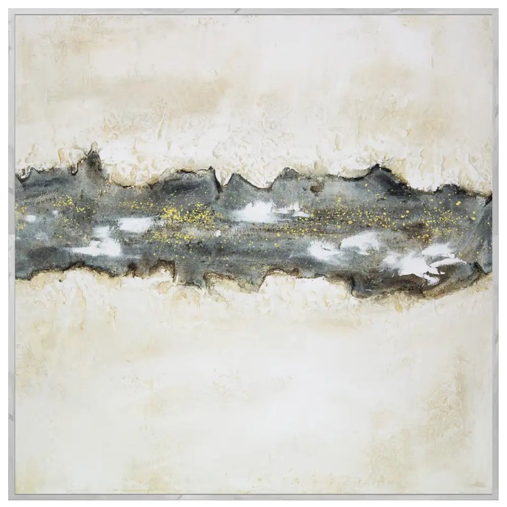 Cuadro con relieve pintado a mano en tonos beige y grafito - DekoArte