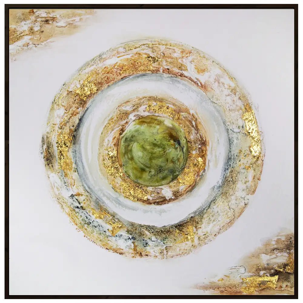 Cuadro con relieve pintado a mano en tonos dorados y tierra - DekoArte