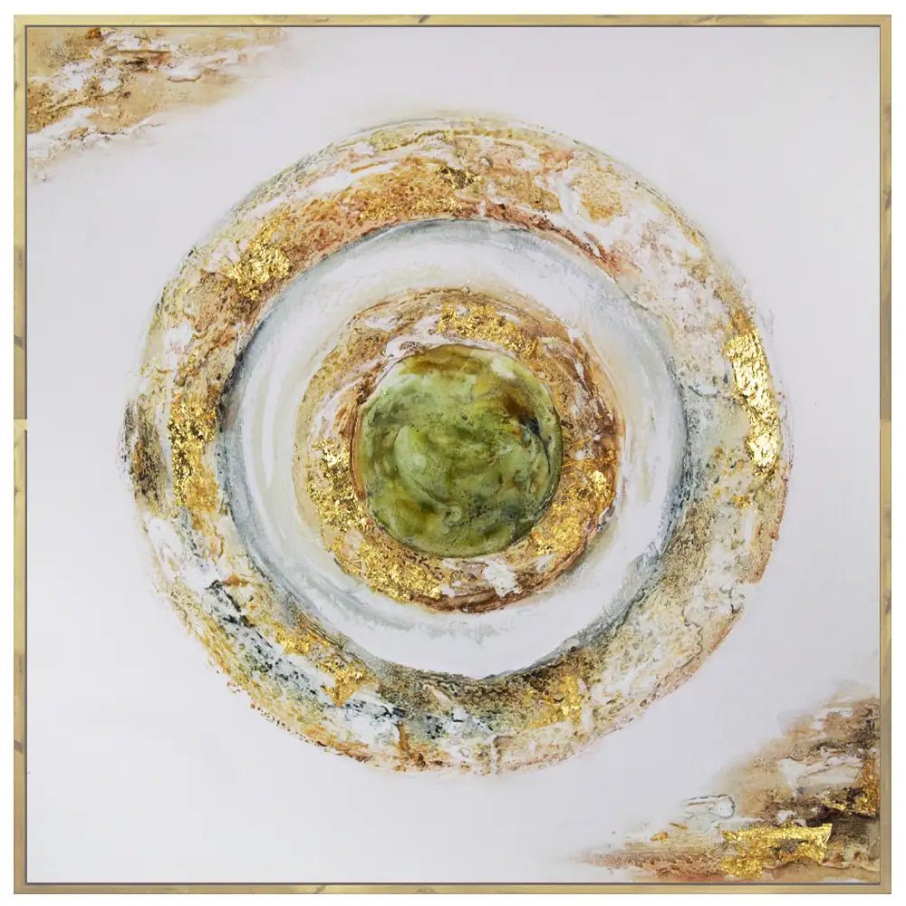 Cuadro con relieve pintado a mano en tonos dorados y tierra - DekoArte