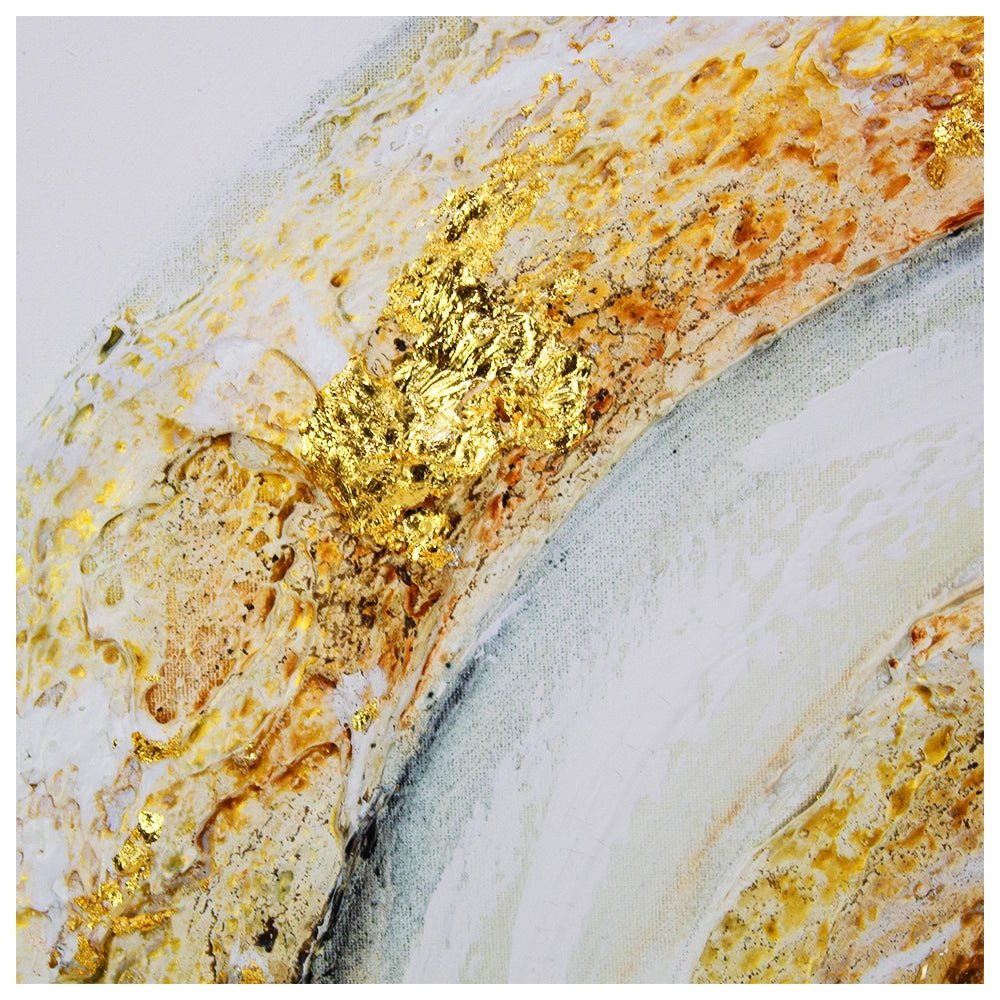 Cuadro con relieve pintado a mano en tonos dorados y tierra - DekoArte